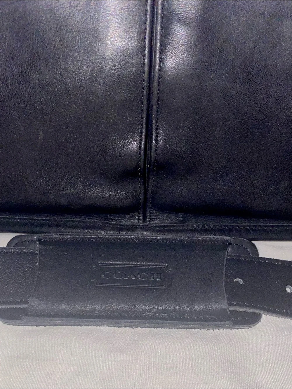 Coach Black Leather Briefcase with Brass Accents